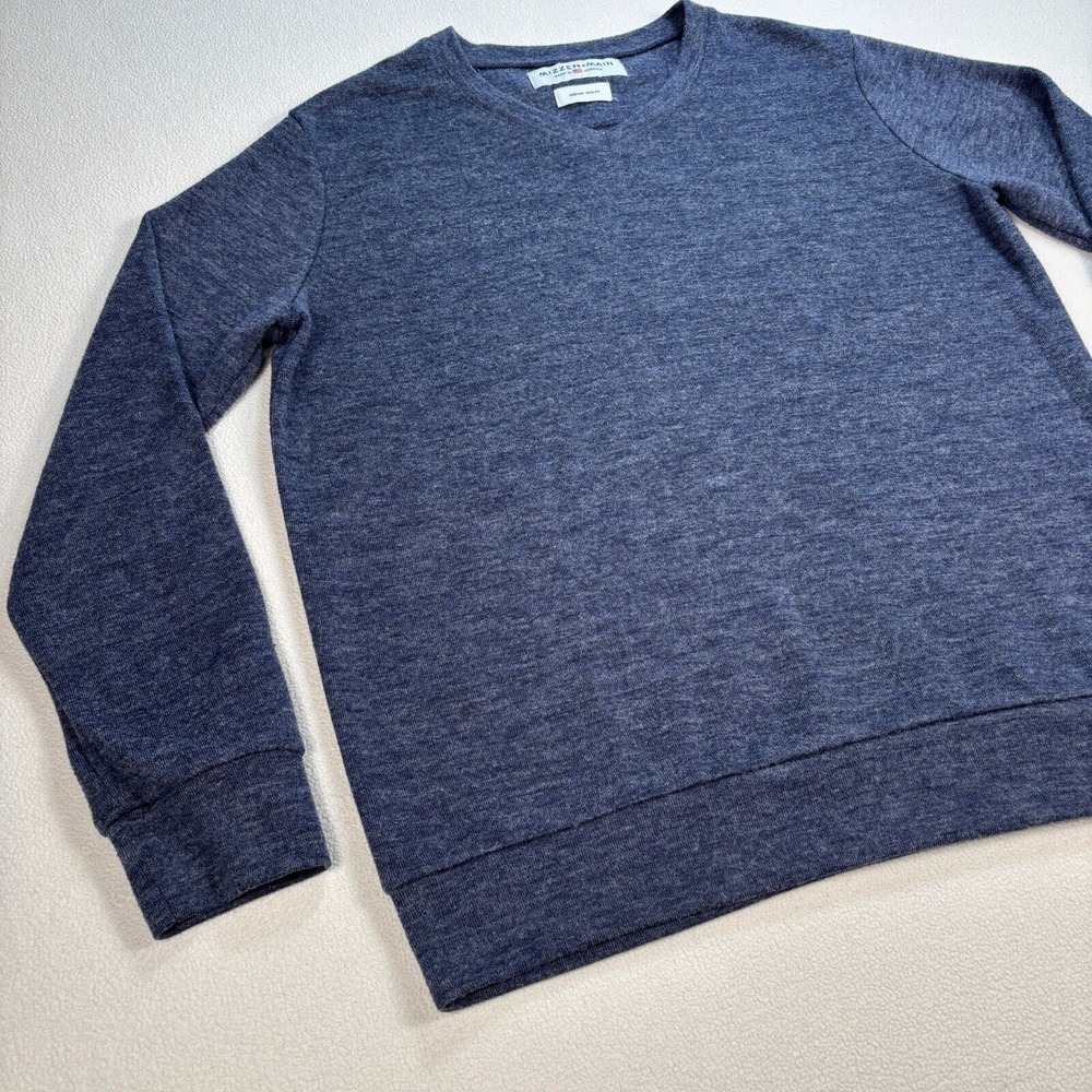 Mizzen Main Sweater Men's M Navy Trim Fit V-Neck Made in USA Knit Pullover Basic - Picture 6 of 12